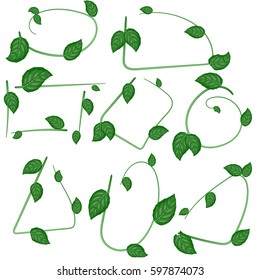 Set of ecological leaf frame on white background. For use as logos on cards, in printing, posters, invitations, web design and other purposes.