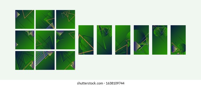Set of ecology baners summer of abstract green colors in chests. Modern flyer or banner concept