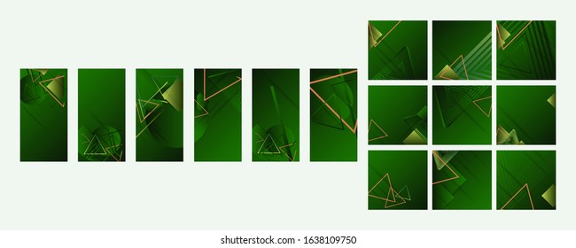 Set of ecology baners summer of abstract green colors in chests. Modern flyer or banner concept