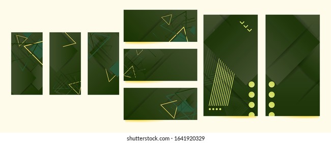 Set of ecology baners summer of abstract green colors in chests. Modern flyer or banner concept