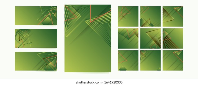 Set of ecology baners summer of abstract green colors in chests. Modern flyer or banner concept
