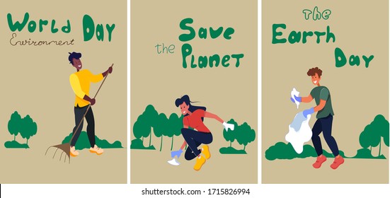 Set of ecology banners about The Earth day and The Save Planet.Vector stock.