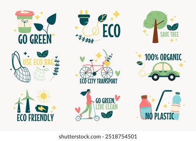 Set ecology bio letterings elements