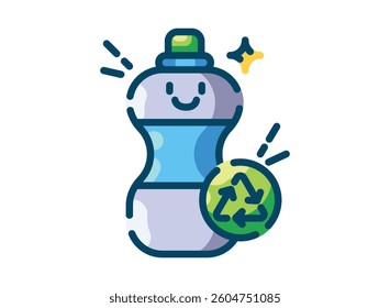 Set of an Ecology Bottle Recycle Lineal Color Icon