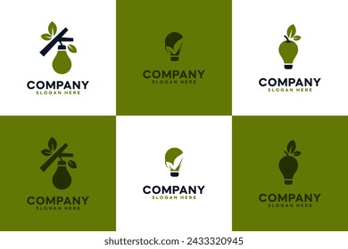 set of ecology bulb , agricultural , company business, logo deign template.