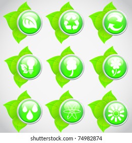 Set of ecology buttons