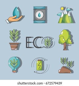 set ecology conservation and environment care concept