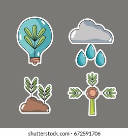 set ecology conservation and environment care concept