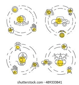 Set of Ecology and Environment Business template website. Environmental protection and pollution set of icons in thin line design. Vector illustration eps10