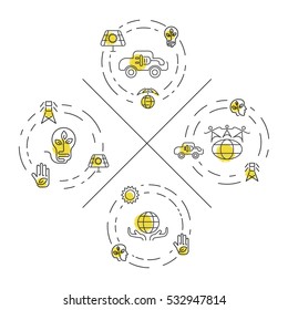 Set of Ecology and Environment Business template website. Environmental protection and pollution set of icons in thin line design. Vector illustration eps10