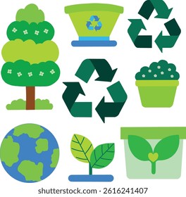 set of ecology and environment earth day elements vector illustration