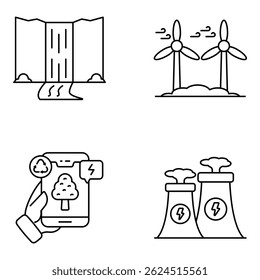 Set Of Ecology and Environment Linear Icons