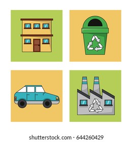 set ecology environment recycle conservation nature icons