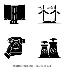 Set Of Ecology and Environment Solid  Icons