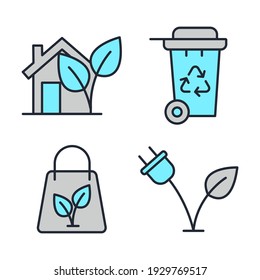 Set of ecology Environmental sustainability icon. Eco friendly pack symbol template for graphic and web design collection logo vector illustration