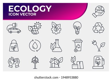 Set of ecology Environmental sustainability icon. Eco friendly pack symbol template for graphic and web design collection logo vector illustration
