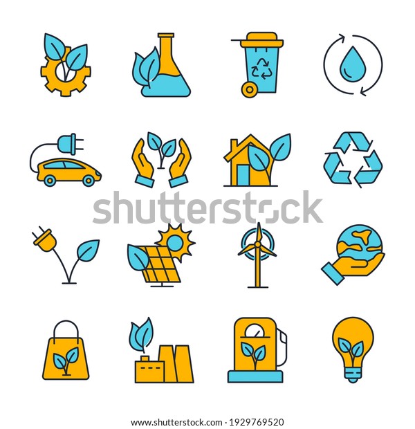 Set of ecology Environmental sustainability\
icon. Eco friendly pack symbol template for graphic and web design\
collection logo vector\
illustration