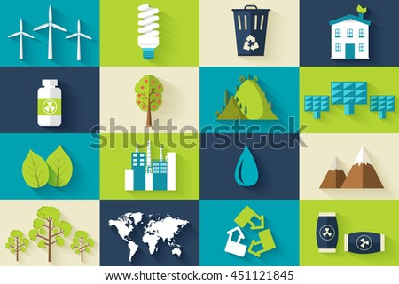 set of ecology flat icons illustration concept. Vector eco template of element for your product or infographics design, web and mobile applications