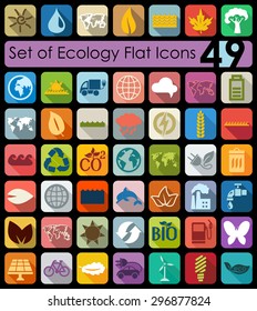 Set of ecology flat icons for Web and Mobile Applications
