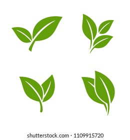 Set Ecology Green Leaf Vector Logo Template