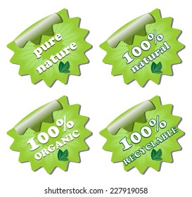 A set of ecology green star labels