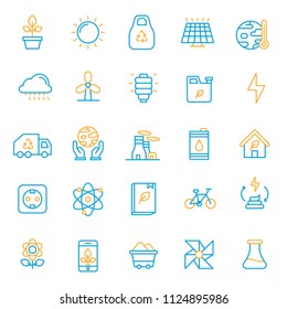 set of ecology icon with simple line and modern concept use for web education and infographic assets, nature, green, biology, system, energy, power.