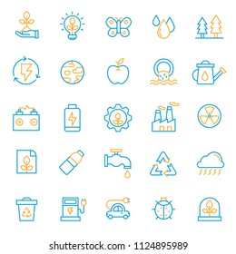 set of ecology icon with simple line and modern concept use for web education and infographic assets, nature, green, biology, eco, energy, power, science.