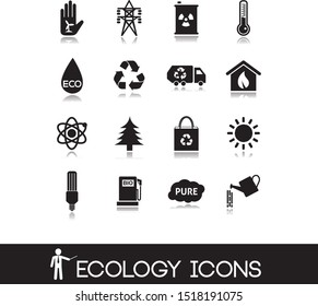 Set with ecology icons and clean environment symbols.