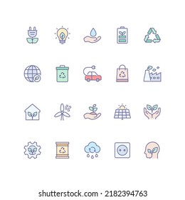 Set of ecology icons in filled outline style. For your design, logo. Vector illustration.