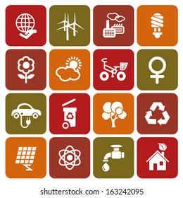 Set of ecology icons in flat design, vector illustration
