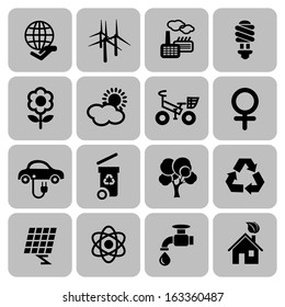 Set of ecology icons in flat design, vector illustration