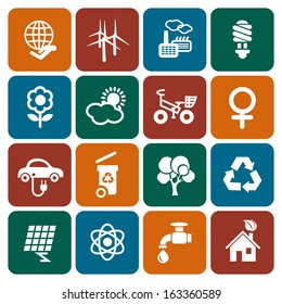 Set of ecology icons in flat design, vector illustration