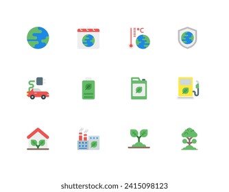 Set Of Ecology Icons Flat style Vector Illustration