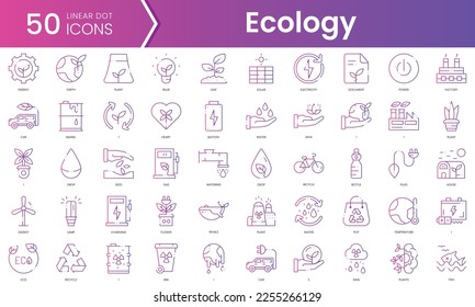 Set of ecology icons. Gradient style icon bundle. Vector Illustration