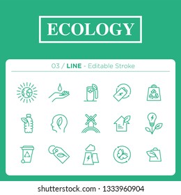 set of ecology icons in line