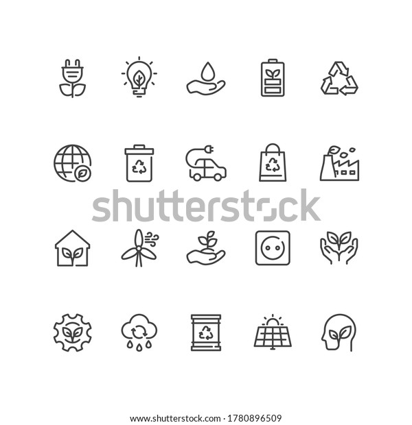 Set of ecology icons in line style. For\
your design, logo. Vector\
illustration.