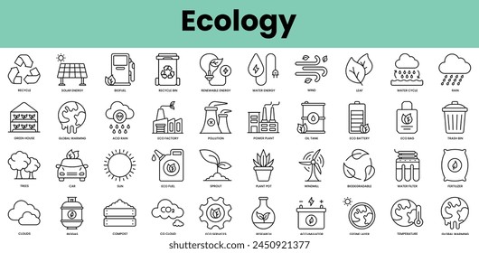 Set of ecology icons. Linear style icon bundle. Vector Illustration