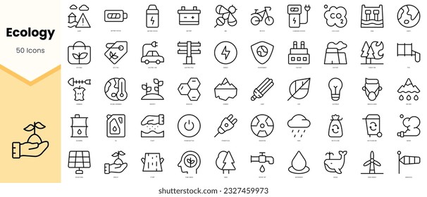 Set of ecology Icons. Simple line art style icons pack. Vector illustration