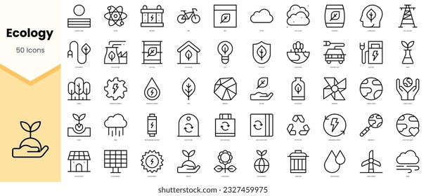 Set of ecology Icons. Simple line art style icons pack. Vector illustration