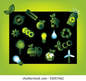 Set of ecology icons, vector