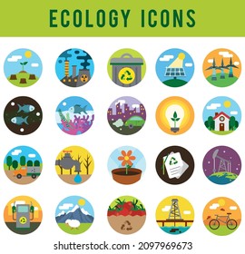 Set of ecology icons. Vector illustration