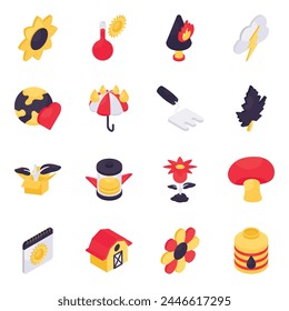 Set of Ecology Isometric Icons

