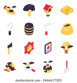 Set of Ecology Isometric Icons

