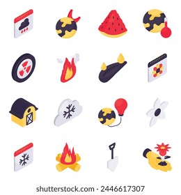 Set of Ecology Isometric Icons

