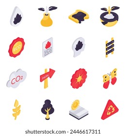 Set of Ecology Isometric Icons

