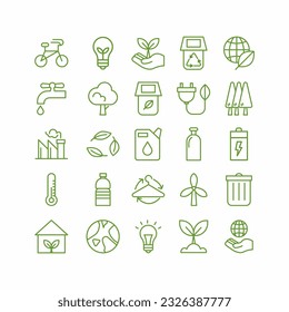 conjunto de iconos vectoriales del logotipo de ecología