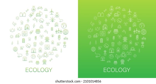 Set ecology, nature. Solar power. Save planet. Vector stock illustration.