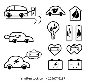 Set of ecology related outline vector icons. 