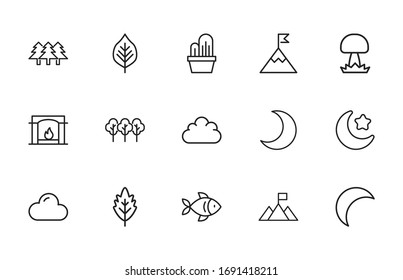 Set of ecology related vector line icons. Premium linear symbols pack. Vector illustration isolated on a white background. Web symbols for web sites and mobile app. Trendy design. 