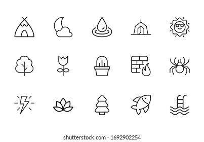 Set of ecology related vector line icons. Premium linear symbols pack. Vector illustration isolated on a white background. Web symbols for web sites and mobile app. Trendy design. 